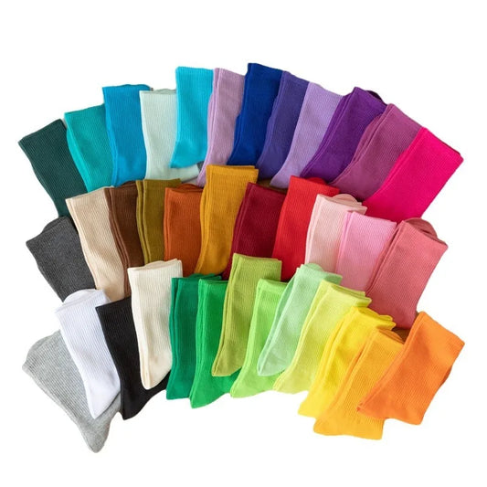 Unisex Casual Cotton Mid-Calf Socks - Solid Colors