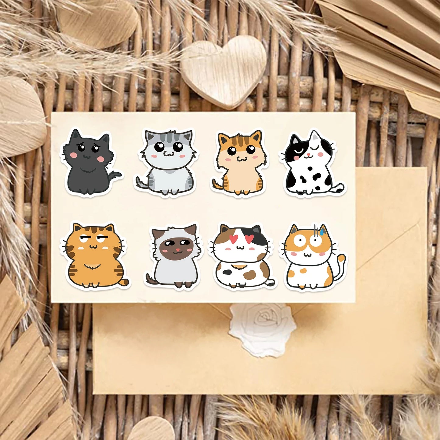 50PCS Cute Cat Stickers - Waterproof Vinyl