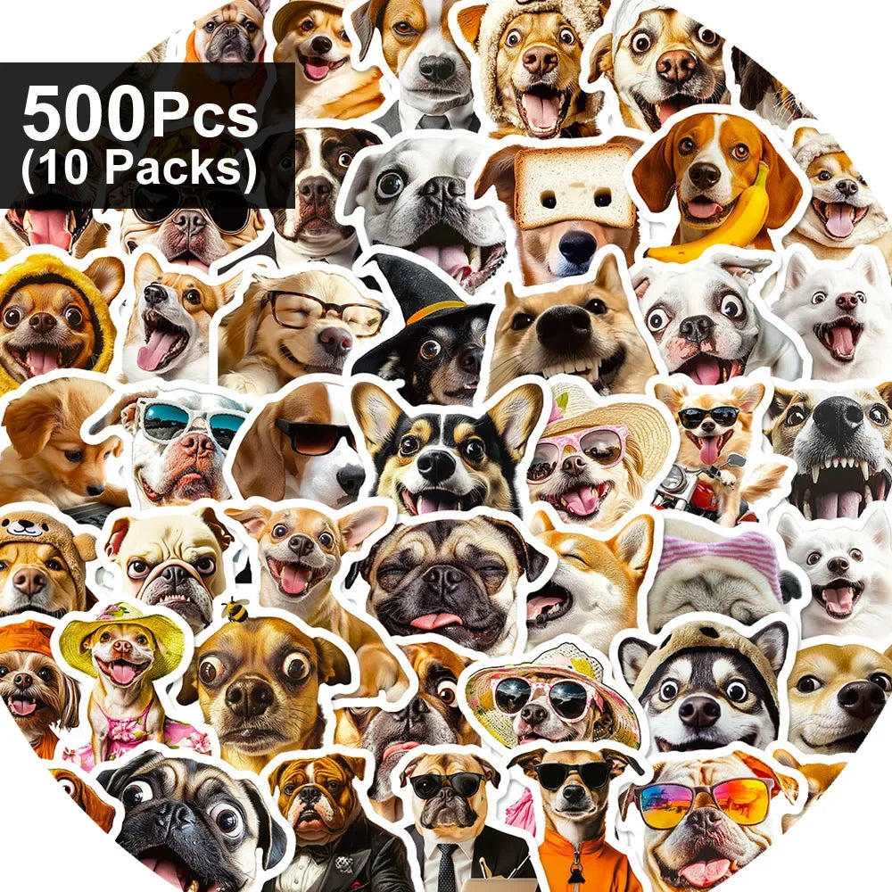 10/50/500pcs Funny Dog Stickers Cartoon Cute Decals
