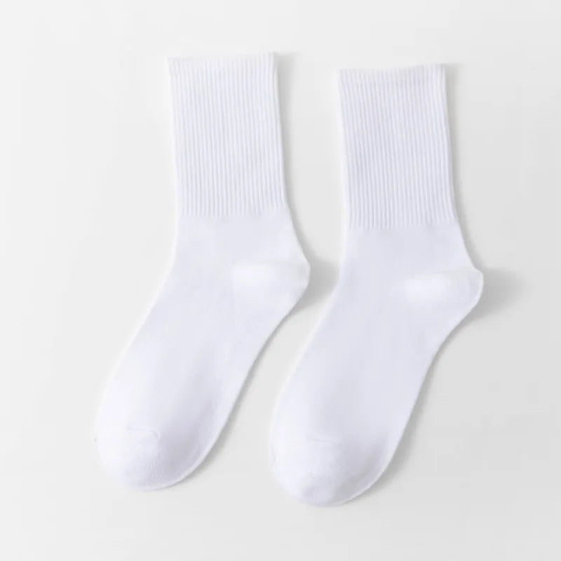 Unisex Casual Cotton Mid-Calf Socks - Solid Colors