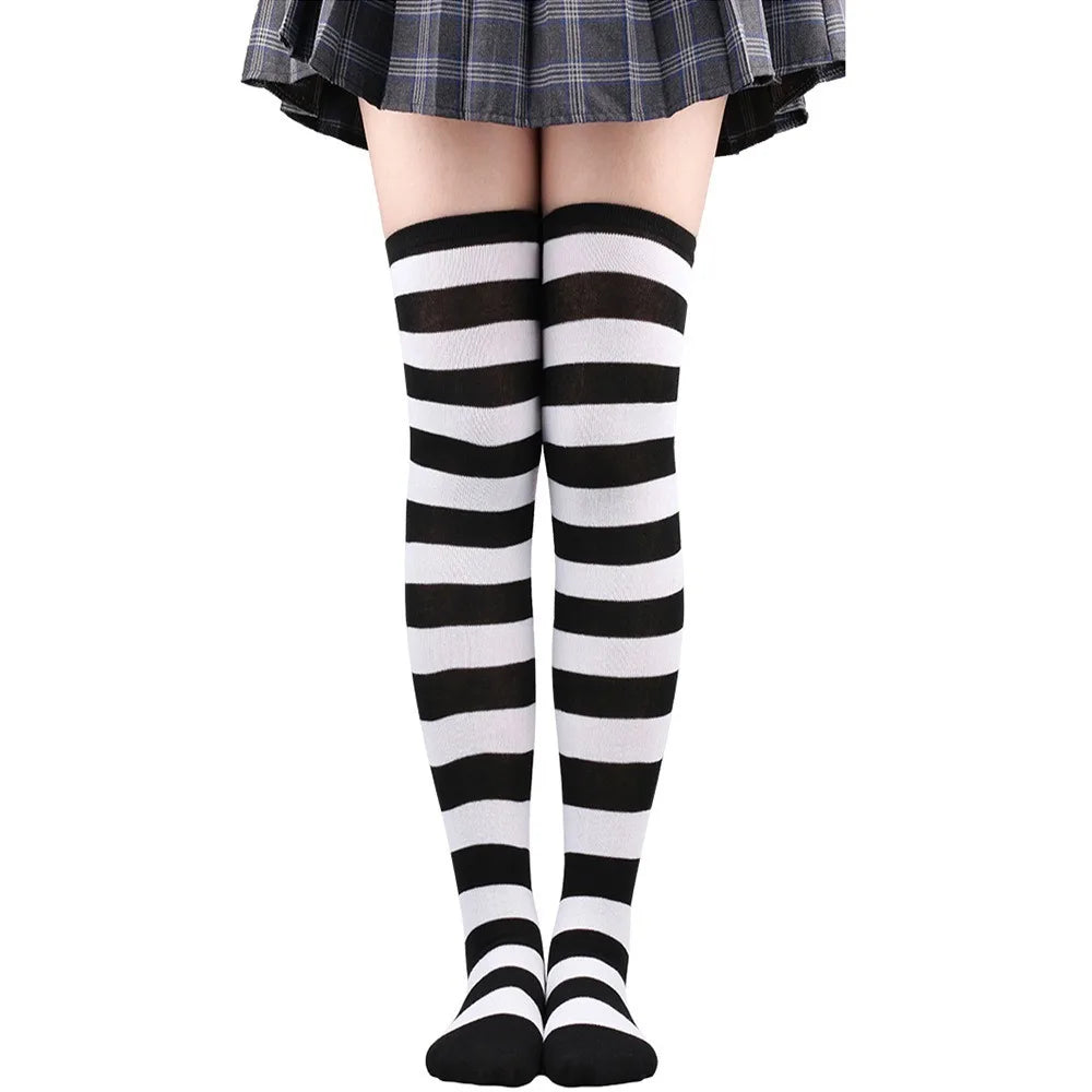 Color Striped Stockings Japanese Over Knee Socks