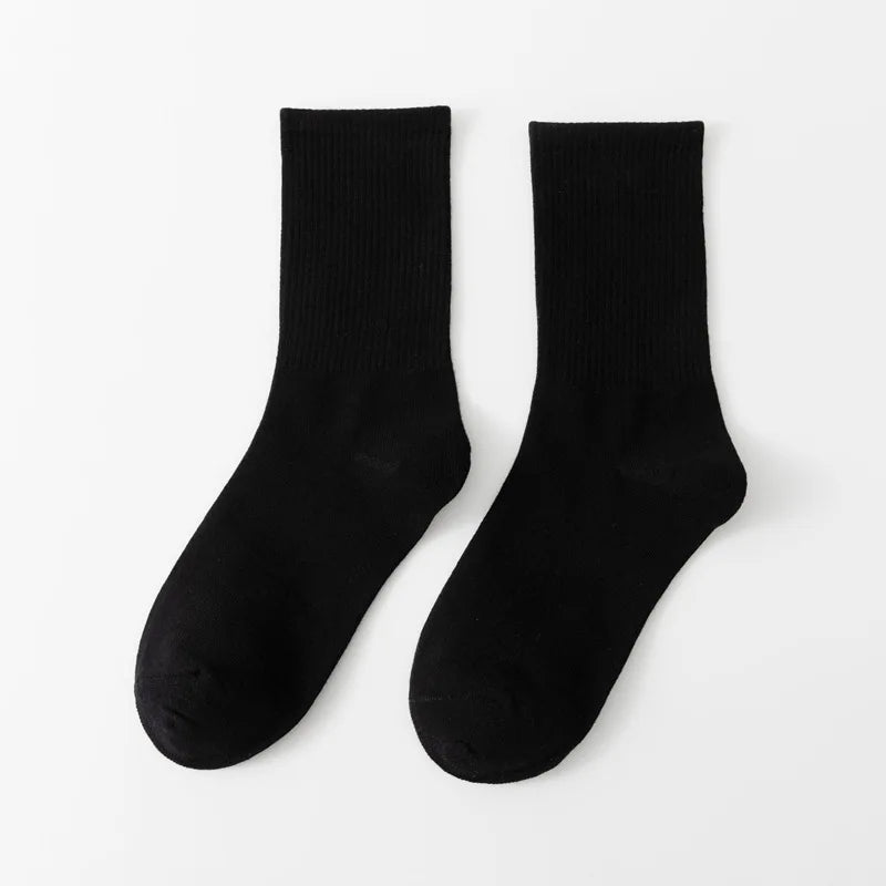 Unisex Casual Cotton Mid-Calf Socks - Solid Colors