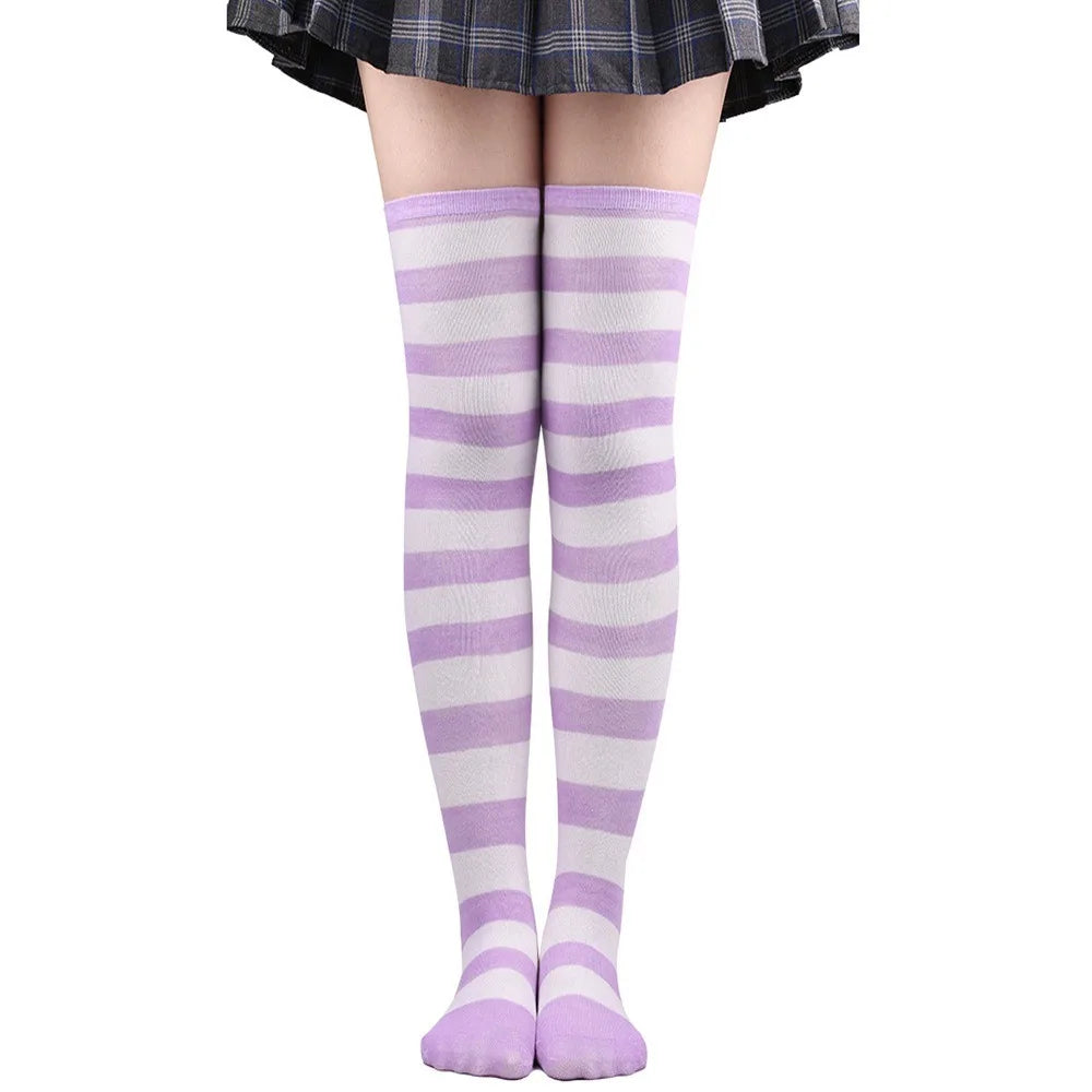 Color Striped Stockings Japanese Over Knee Socks
