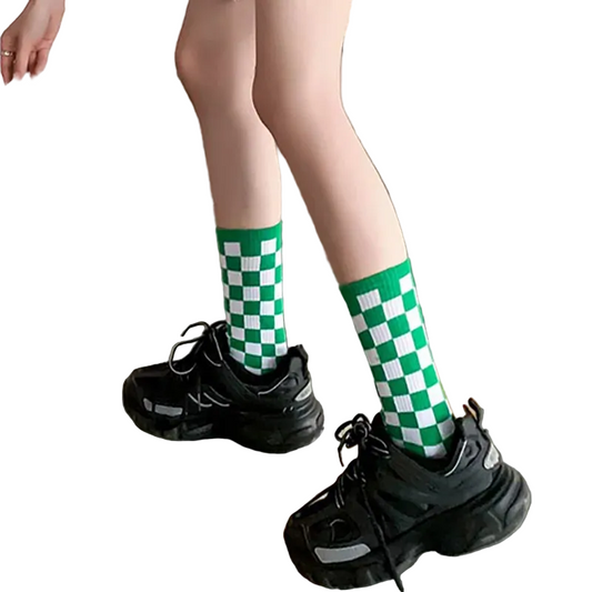 Women's Checkered Harajuku Street-Style Plaid Cotton Socks