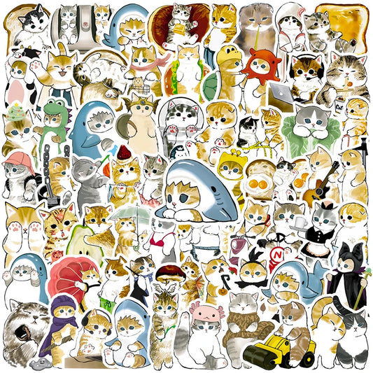 Cute Cat Graffiti Stickers - 10 to 100pcs