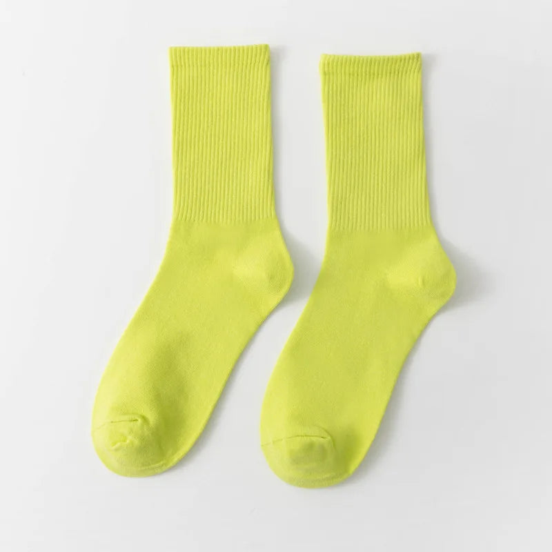 Unisex Casual Cotton Mid-Calf Socks - Solid Colors