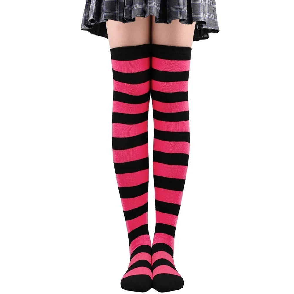 Color Striped Stockings Japanese Over Knee Socks