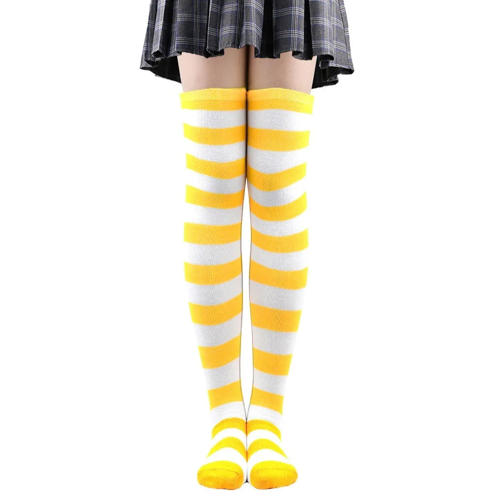 Color Striped Stockings Japanese Over Knee Socks