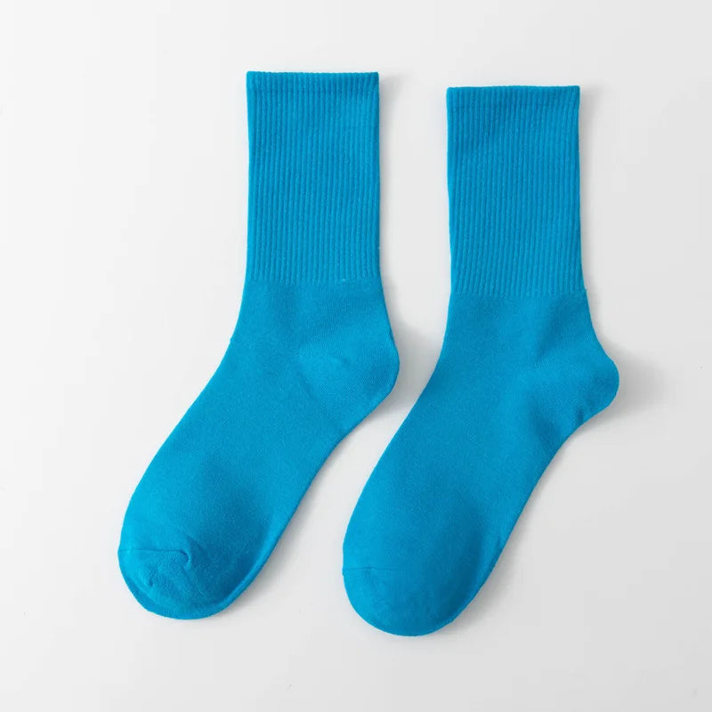 Unisex Casual Cotton Mid-Calf Socks - Solid Colors