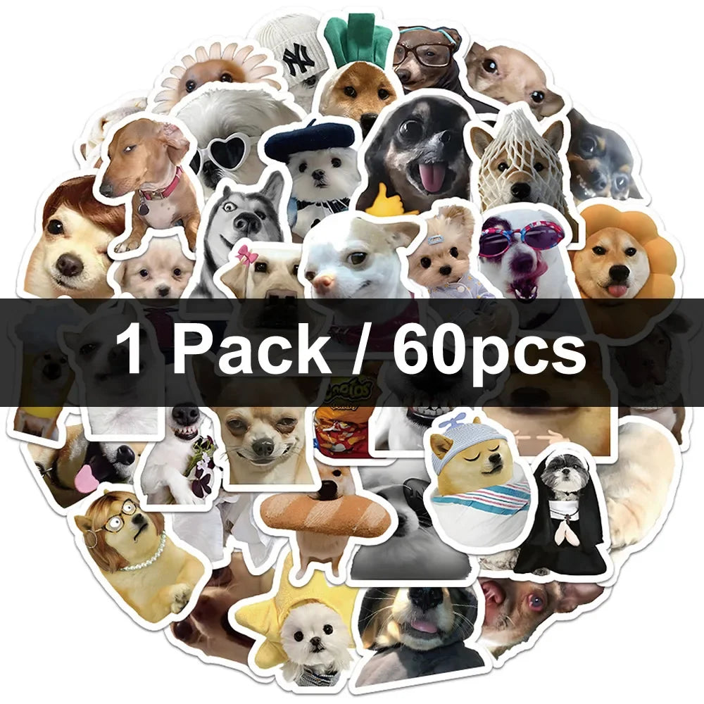 30/60/180 Funny Dogs Stickers Cartoon Cute Decals