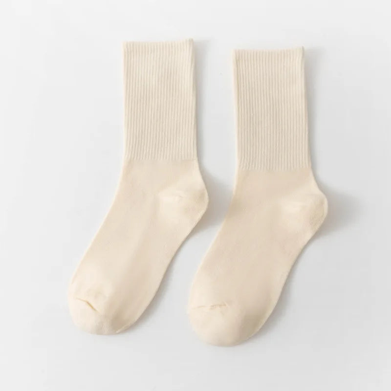 Unisex Casual Cotton Mid-Calf Socks - Solid Colors
