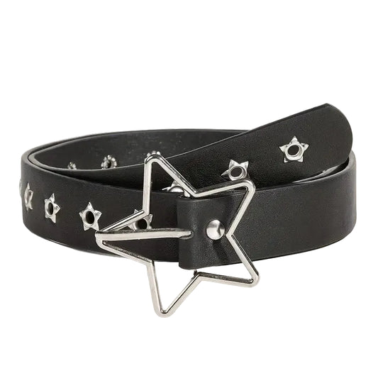 Y2K Punk Star Rivet Goth Belt - Leather