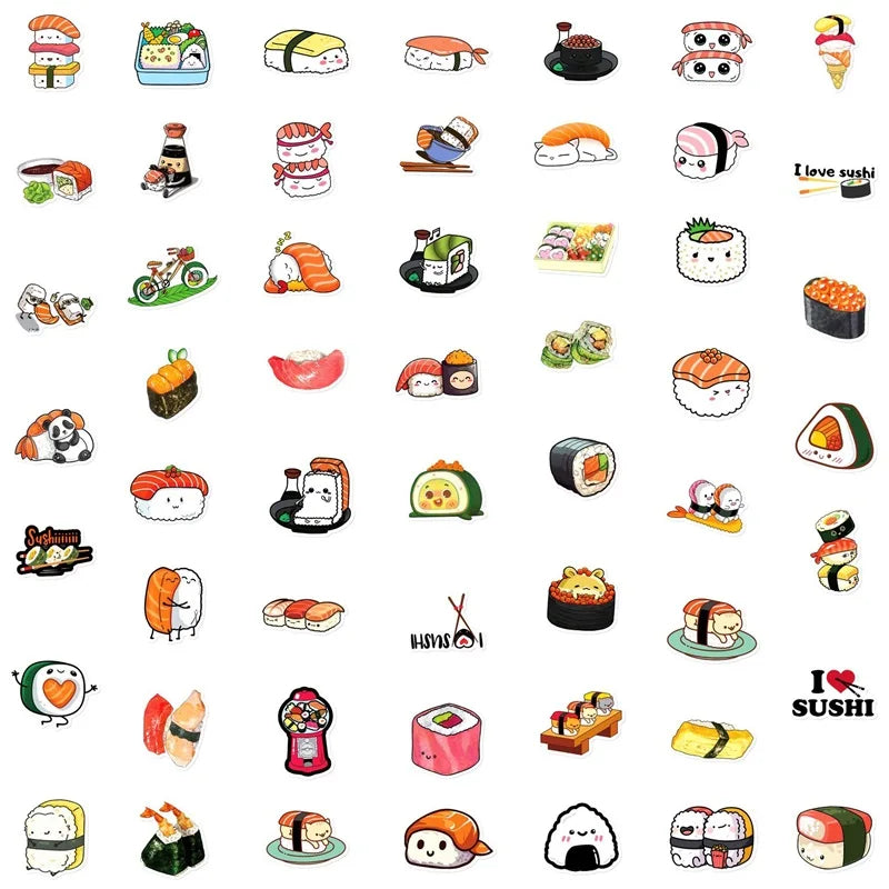 Cute Cartoon Sushi PVC Stickers