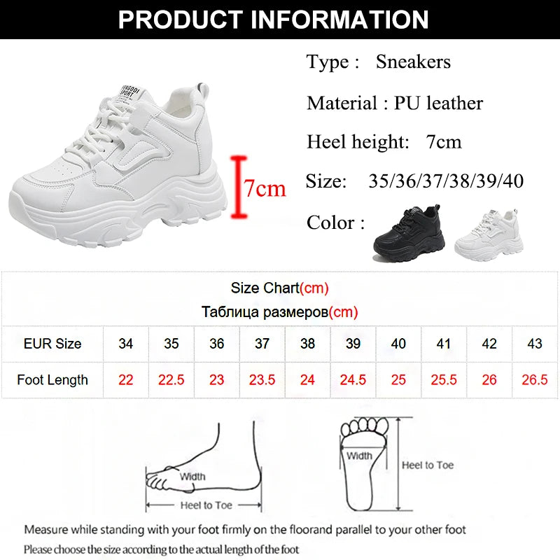 White Platform Women's Sneakers - Lace-Up Thick Bottom