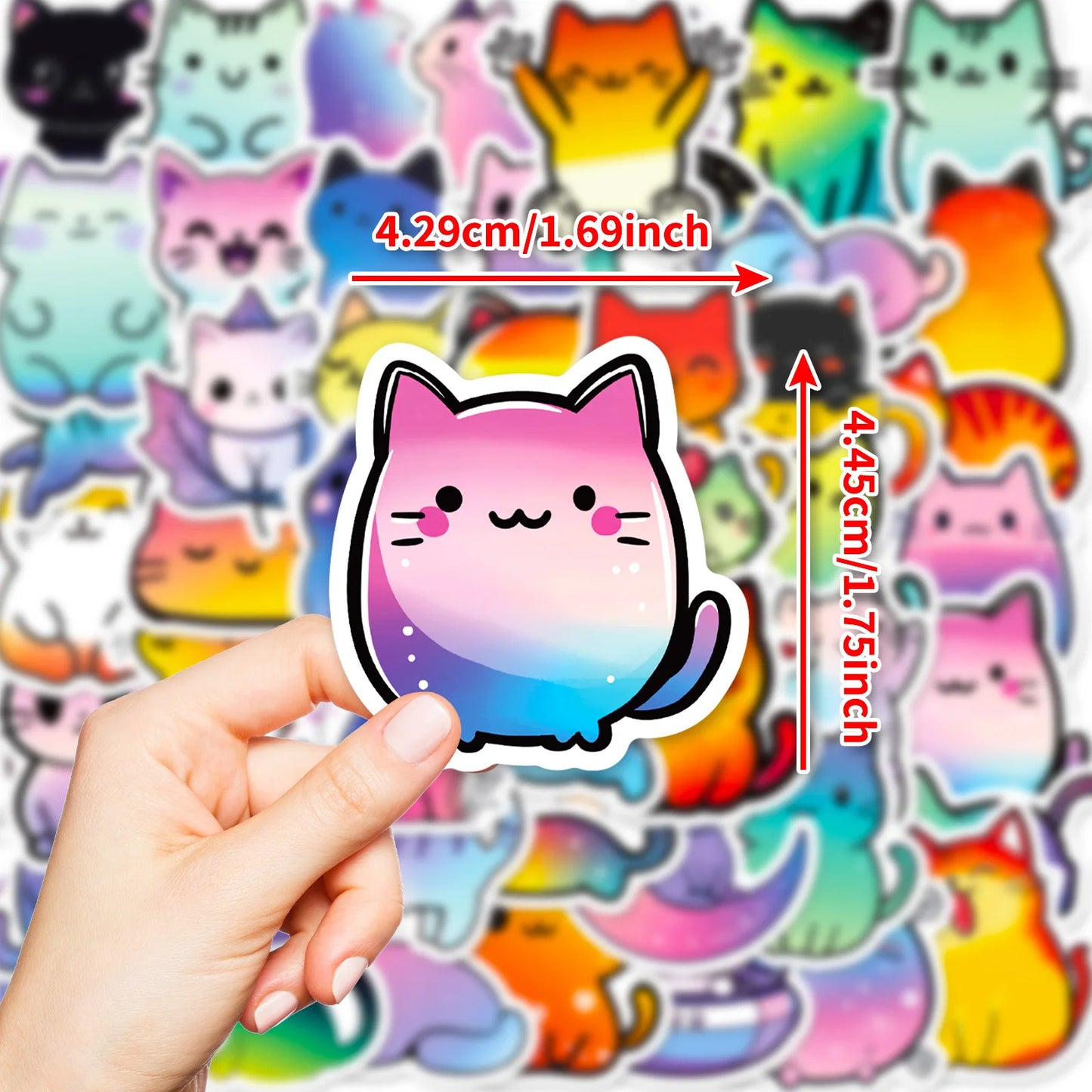 50Pcs Cute Colorful Cat Stickers