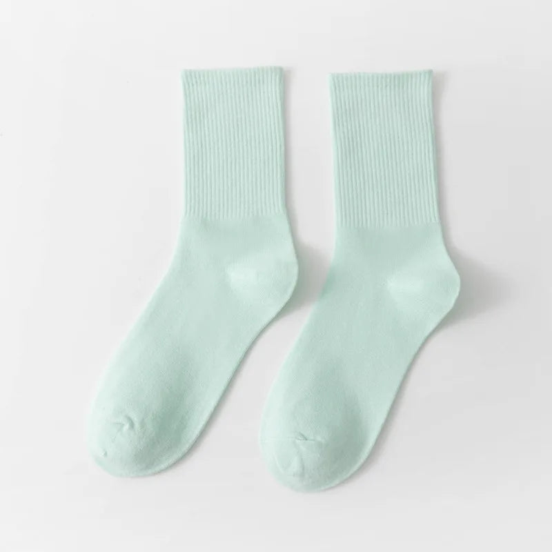 Unisex Casual Cotton Mid-Calf Socks - Solid Colors