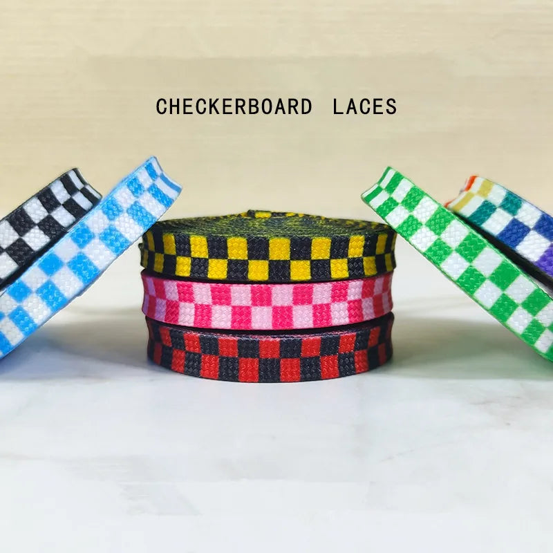 Harajuku Style Black White Checkerboard Shoelaces