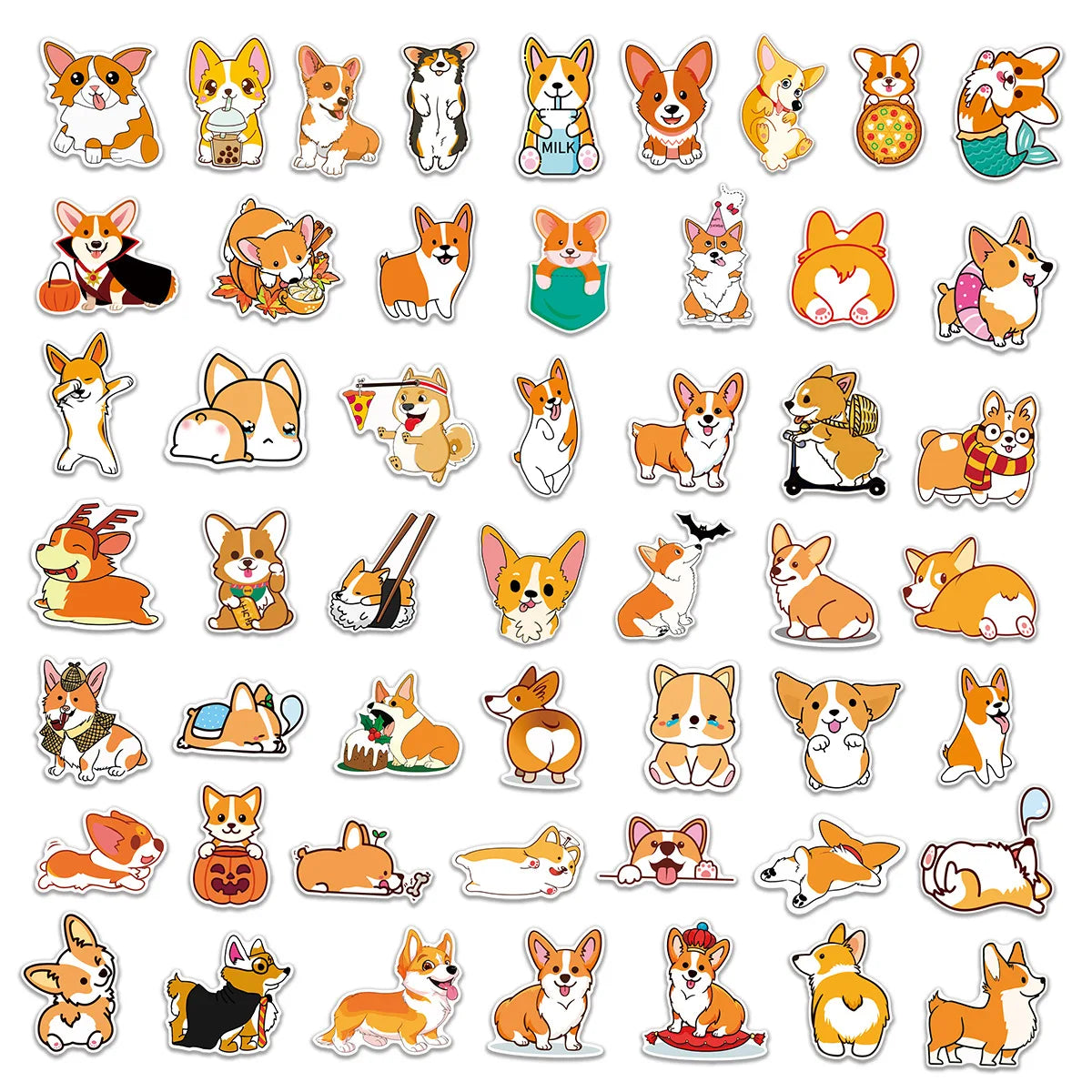 10/25/50pcs Cute Corgi Dog Meme Graffiti Stickers