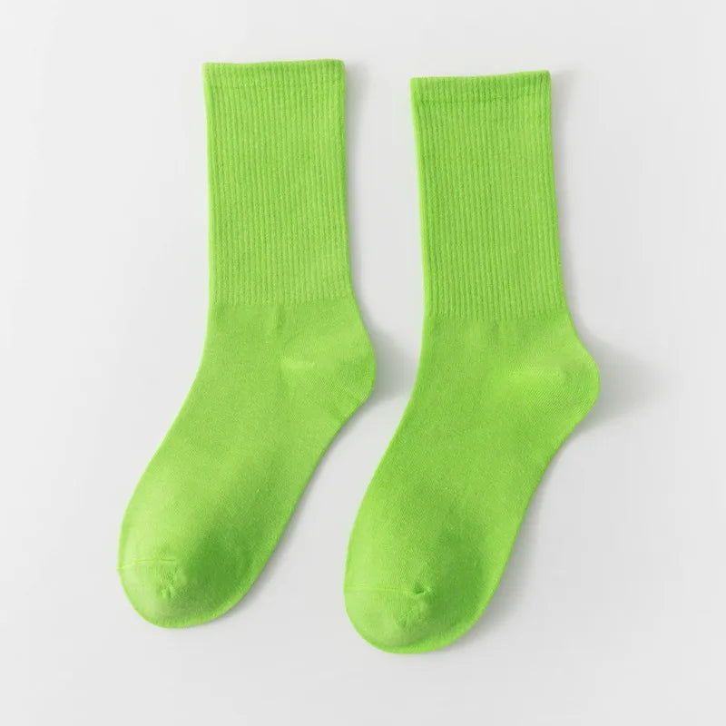 Unisex Casual Cotton Mid-Calf Socks - Solid Colors