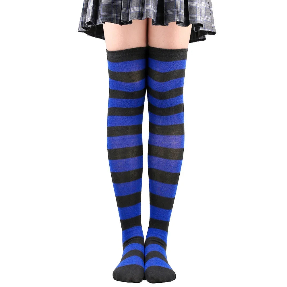 Color Striped Stockings Japanese Over Knee Socks