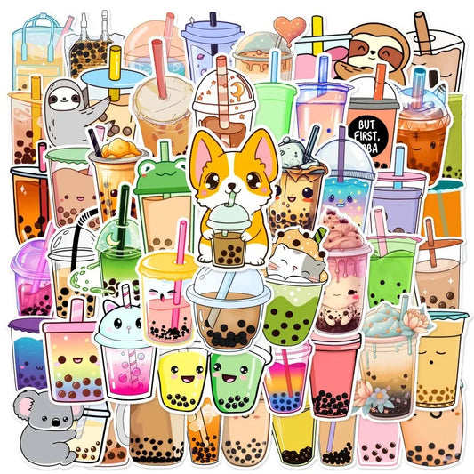Cute Pearl Milk Tea Drink Graffiti Stickers