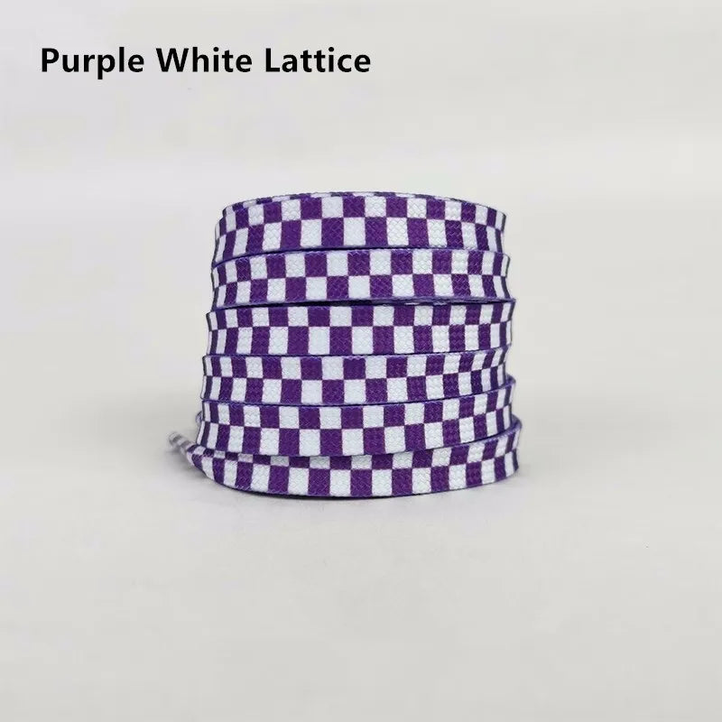Harajuku Style Black White Checkerboard Shoelaces