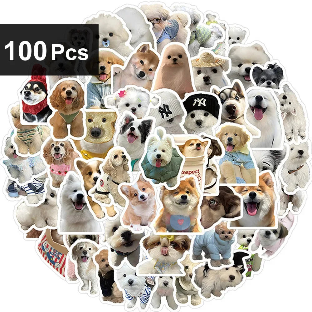 10/100 Funny Fashion Dog Stickers Cartoon Cute Decals