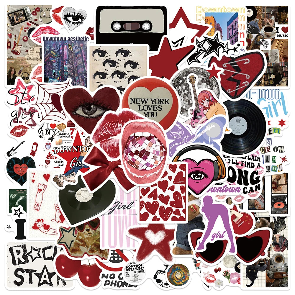 50pcs Retro Aesthetic 90s Y2K Stickers
