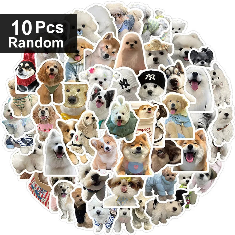 10/100 Funny Fashion Dog Stickers Cartoon Cute Decals