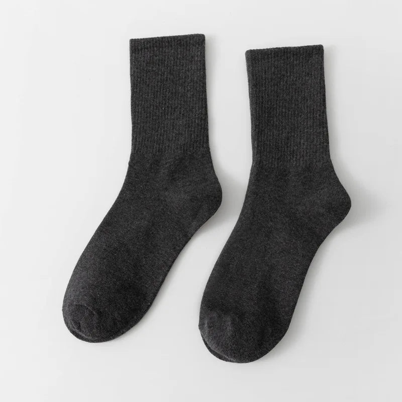 Unisex Casual Cotton Mid-Calf Socks - Solid Colors