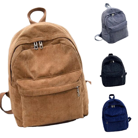 New Trend Backpack Fashion Women Corduroy Backpack College Women Solid Color School Backpack Travel Shoulder Bags For Teenagers
