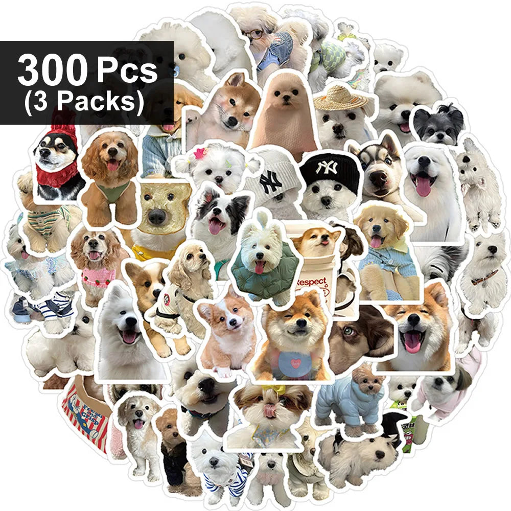 10/100 Funny Fashion Dog Stickers Cartoon Cute Decals