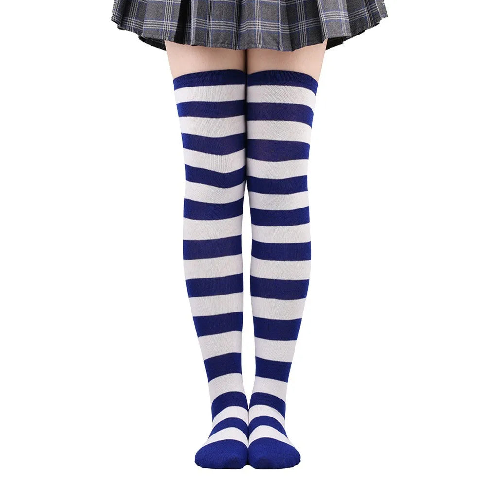 Color Striped Stockings Japanese Over Knee Socks