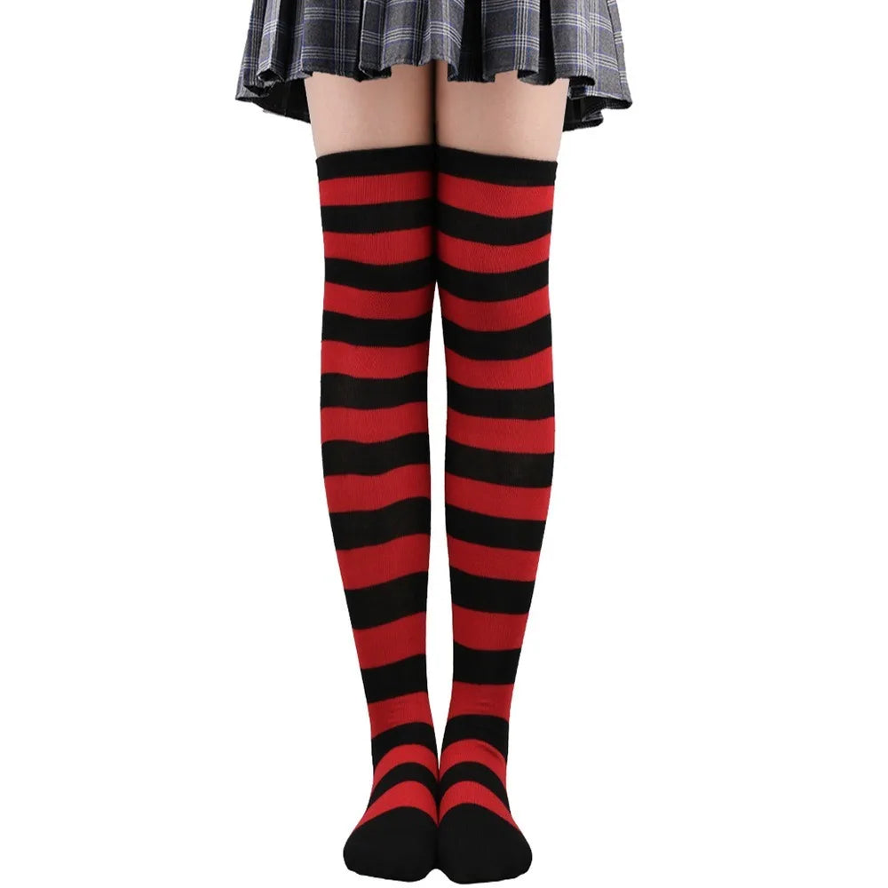 Color Striped Stockings Japanese Over Knee Socks