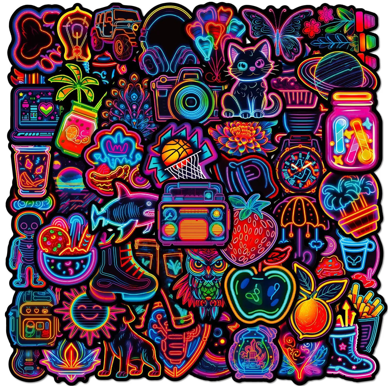 Fresh Neon PVC Stickers for Kids