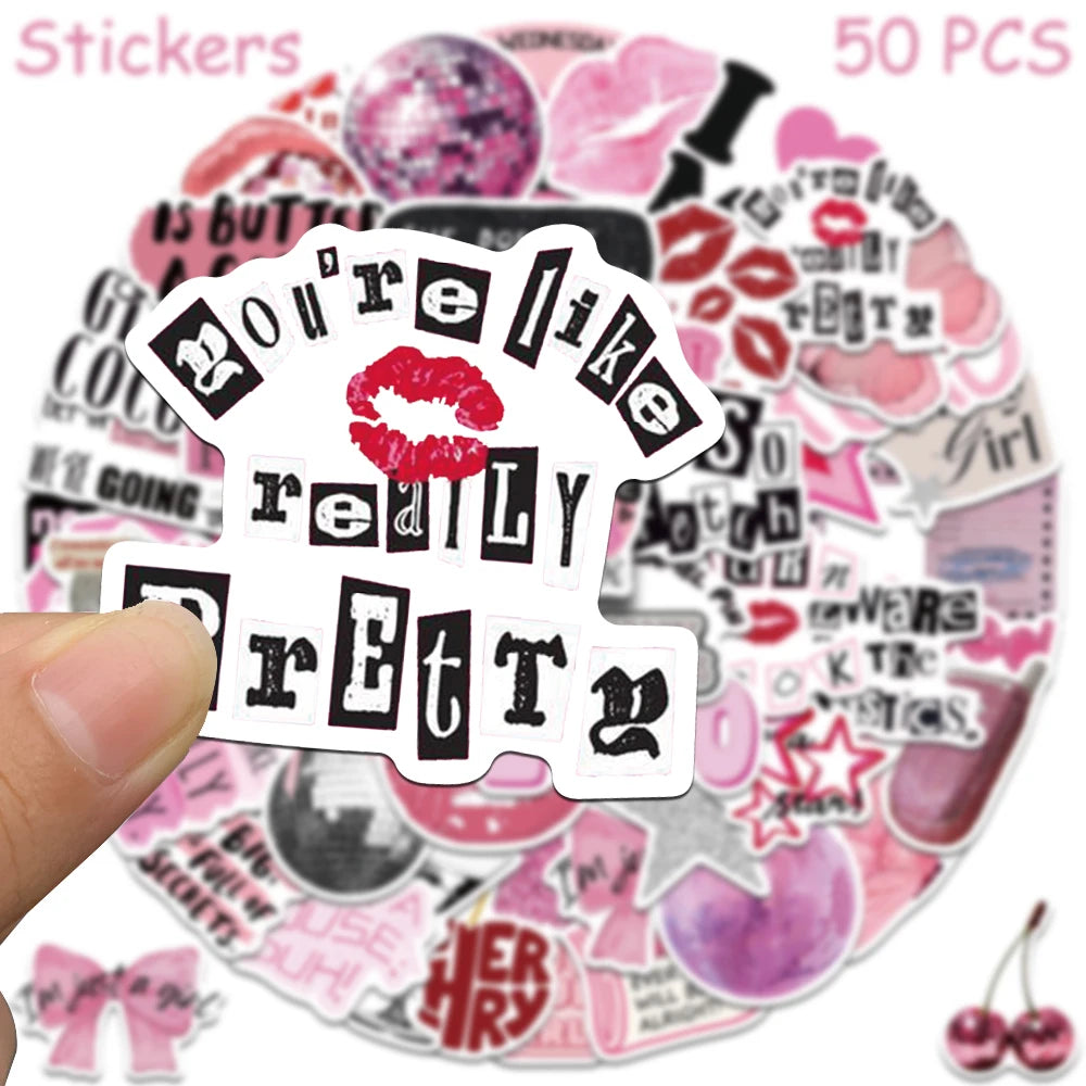50pcs Pink Y2K Style Stickers