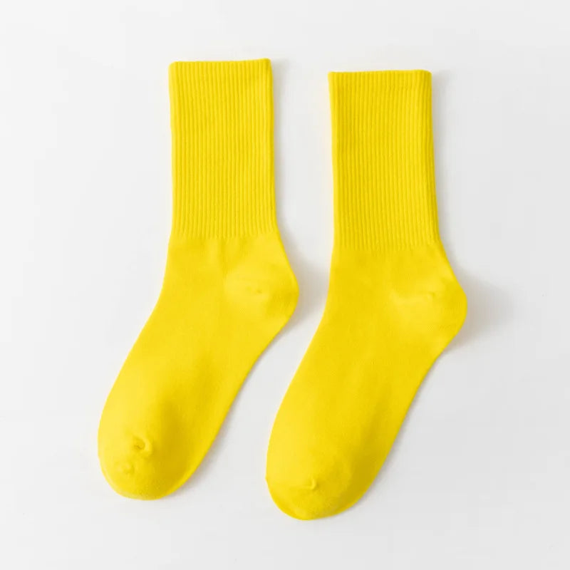 Unisex Casual Cotton Mid-Calf Socks - Solid Colors