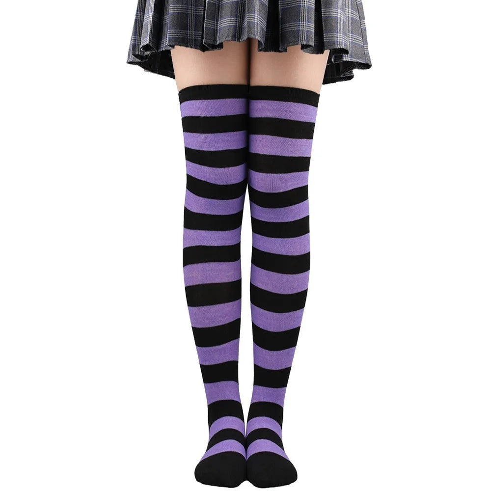 Color Striped Stockings Japanese Over Knee Socks