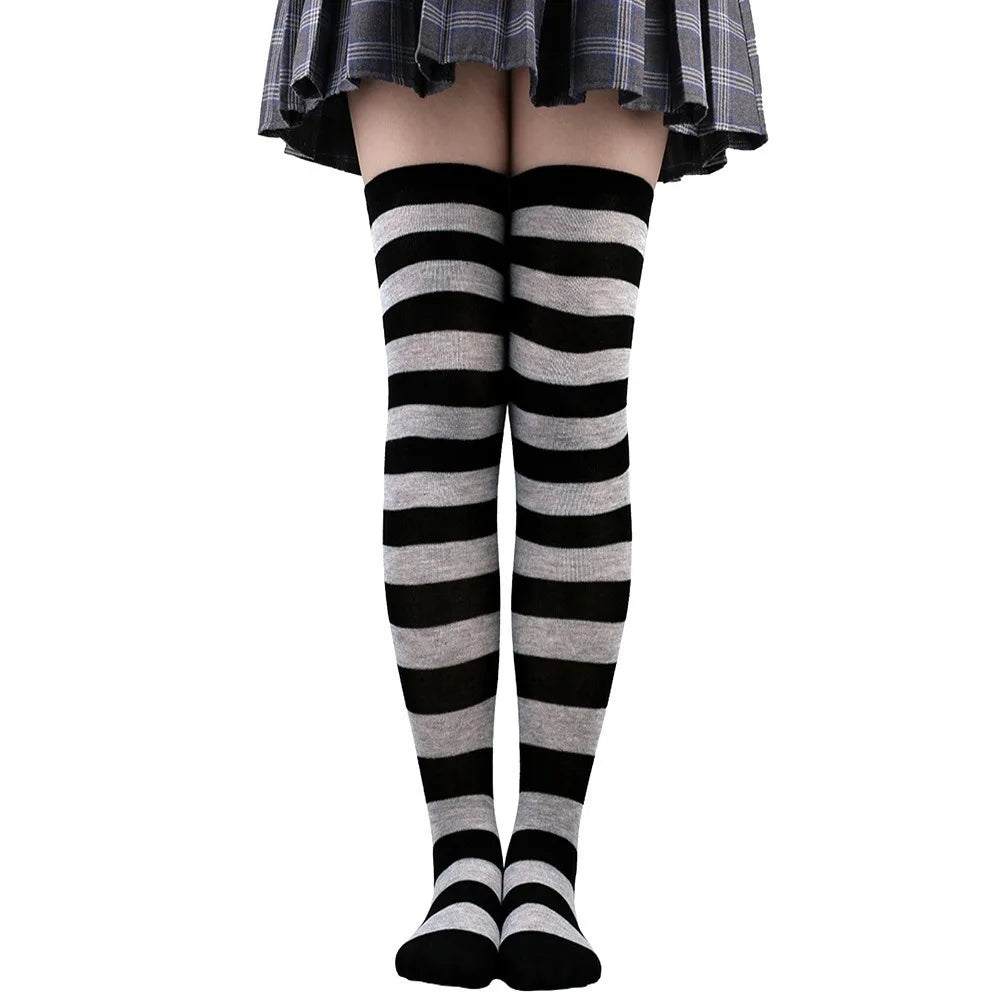 Color Striped Stockings Japanese Over Knee Socks