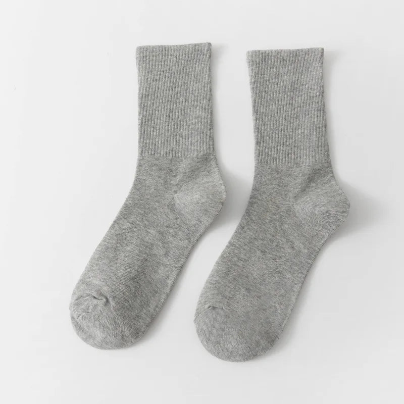 Unisex Casual Cotton Mid-Calf Socks - Solid Colors