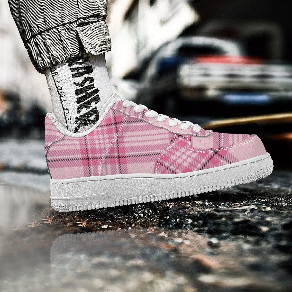 Pink Plaid Harajuku Low Top Unisex Sneaker