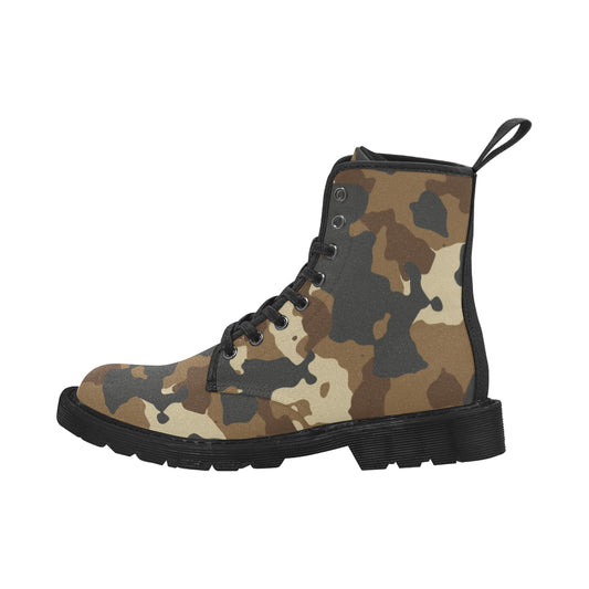 Dark Brown Camo Women's Lace Up Canvas Boots