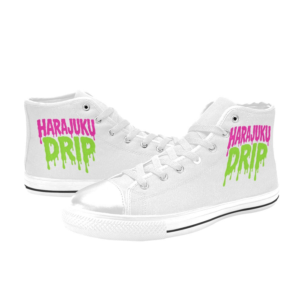 Harajuku Drip Neon Logo High Top Canvas Women's Shoes