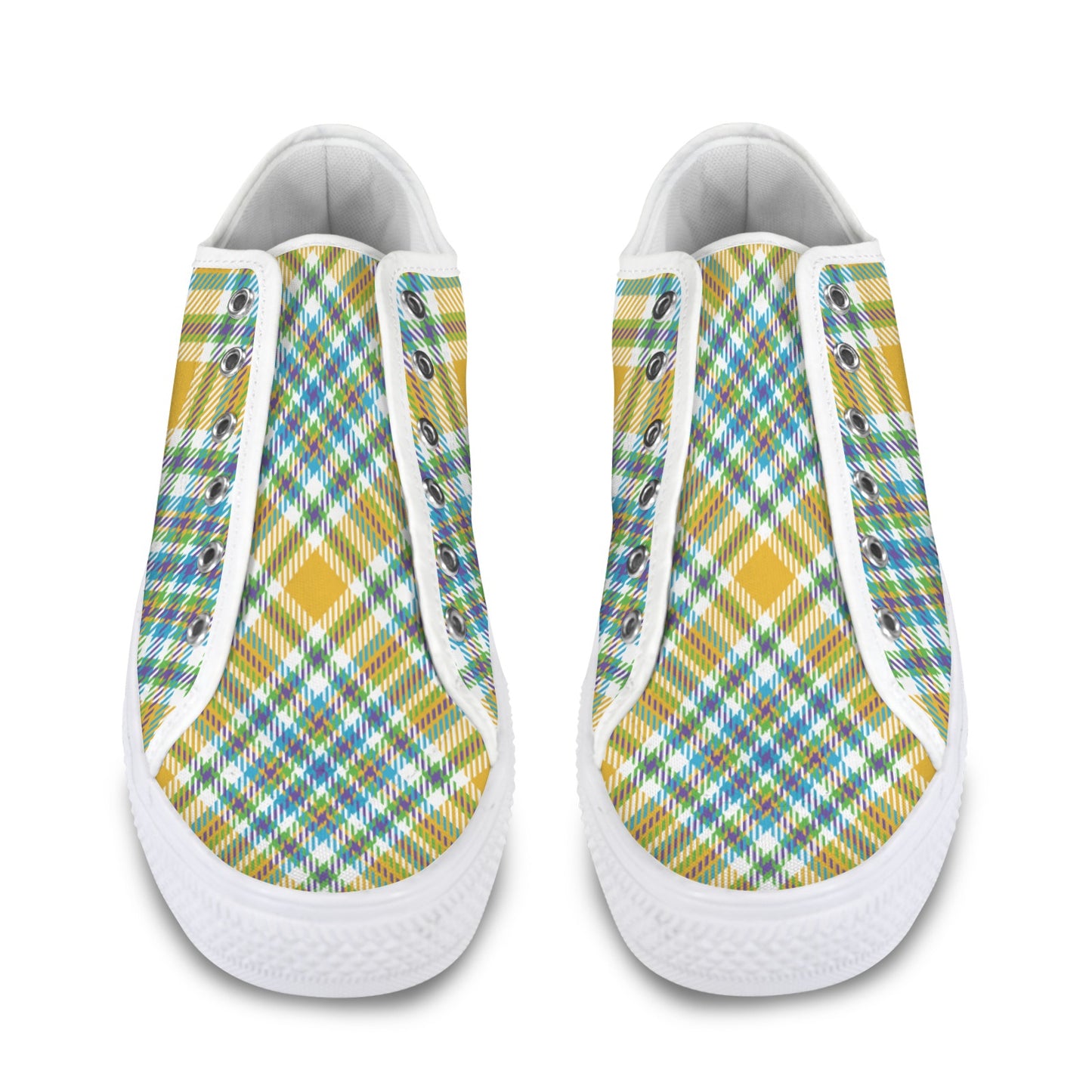 Yellow Plaid Low Top Women's Shoes