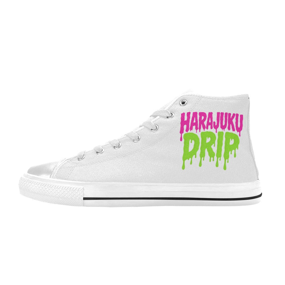Harajuku Drip Neon Logo High Top Canvas Women's Shoes