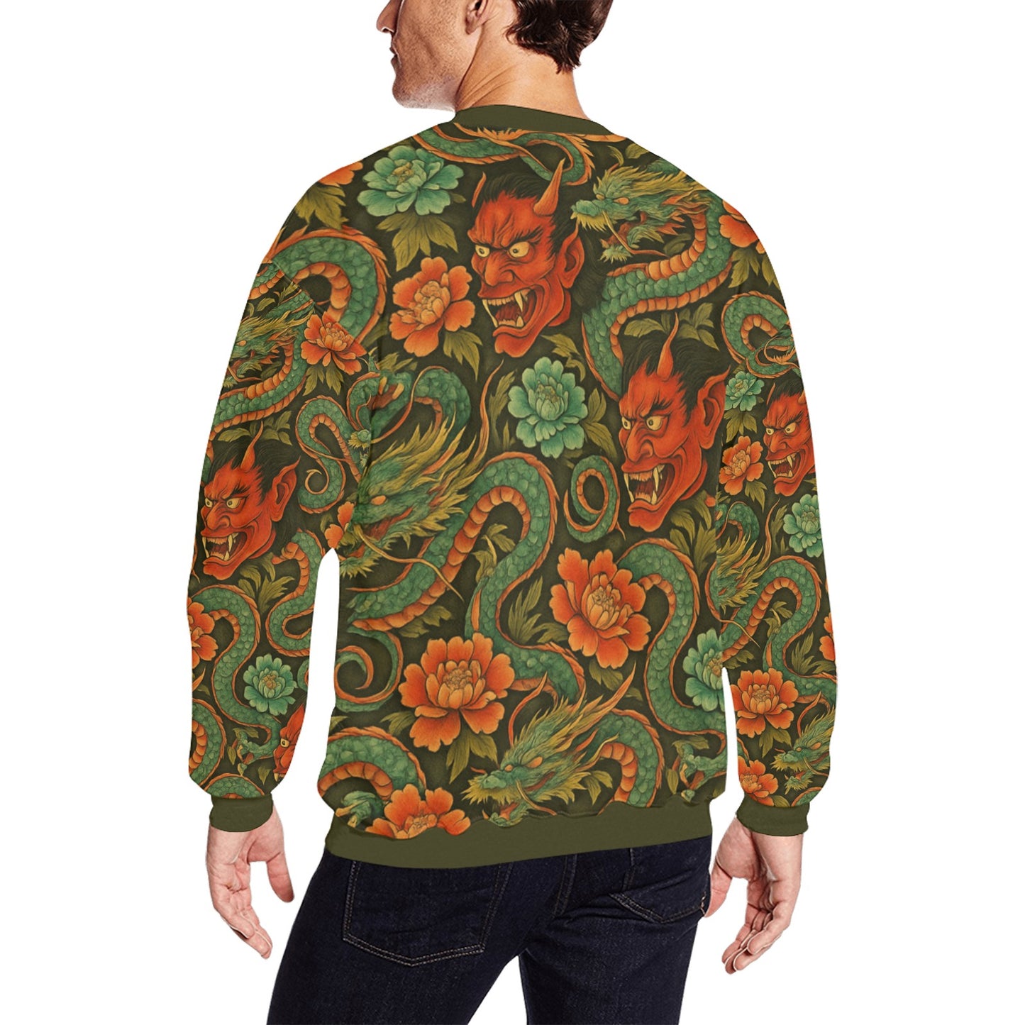 Red Dragon Devil Pattern Men's All Over Print Sweatshirt