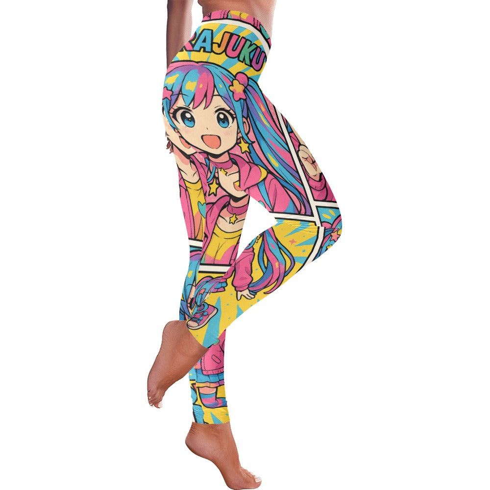 Harajuku Comic Book Girl Women's All-Over Low Rise Leggings