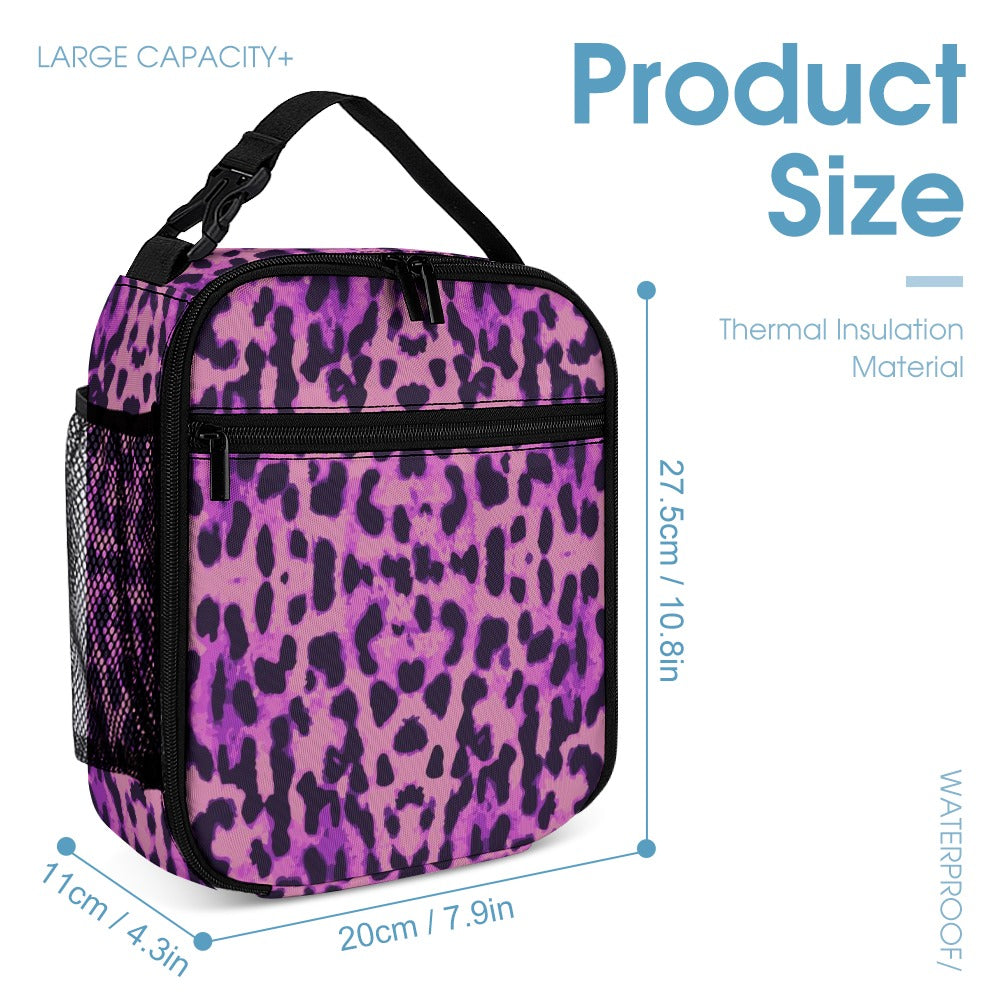 Purple Leopard Print Three-Piece Backpack Bag Set Combination