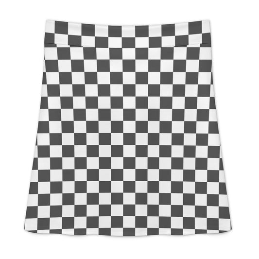 Gray White Checkerboard Zipper Skirt