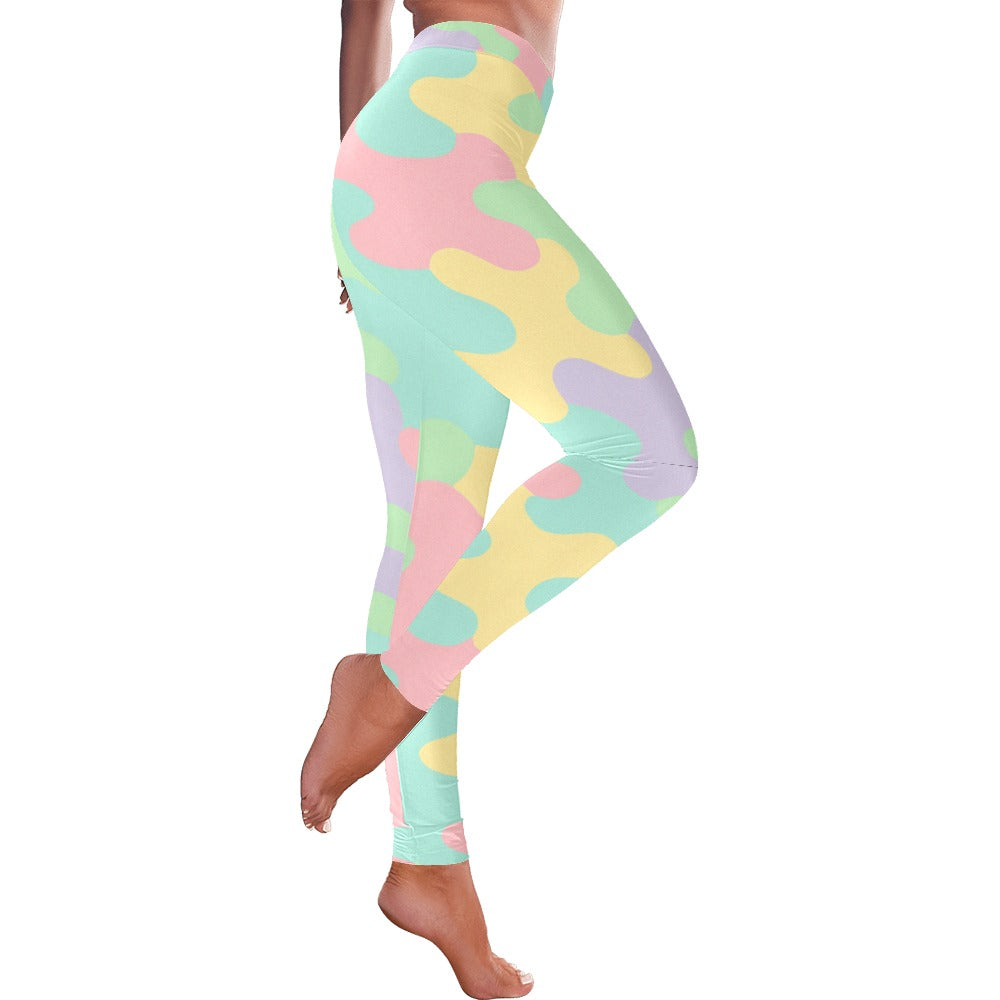 Pastel Rainbow Camo Harajuku Women's All-Over Low Rise Leggings